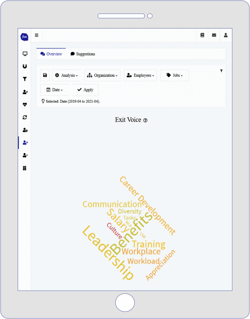 ipad Topic Cloud Gründe für Exit Surveys