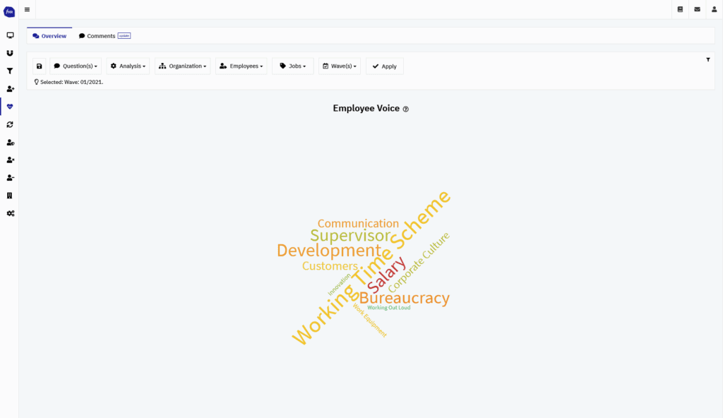 Beispiel einer Topic Cloud aus dem functionHR Dashboard